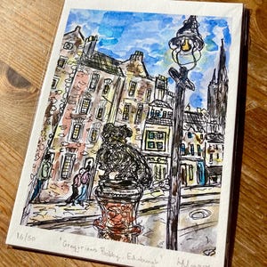Edinburgh Greyfriars Bobby Scotland - Limited Edition Signed A5 Giclee Print