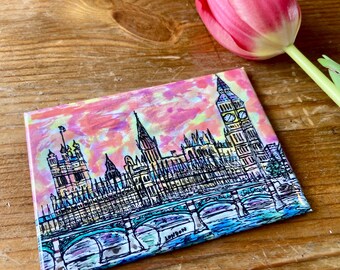 Imán de nevera con arte de Londres, Inglaterra