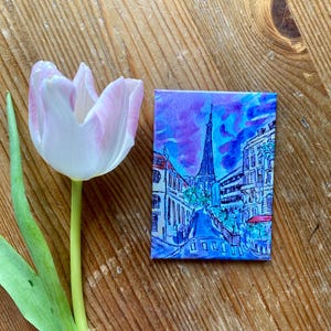 Paris France Eiffel Tower Art Magnet
