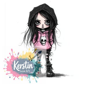 cute Gothic Girl, PNG File, 300DPI, GothicGirl, Emo,