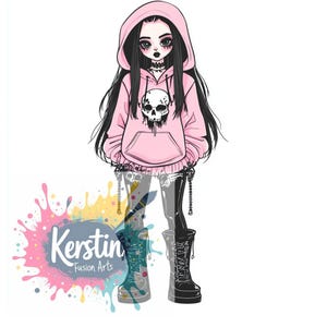 cute Gothic Girl, PNG file, 300DPI, GothicGirl, Emo, Girl, Goth