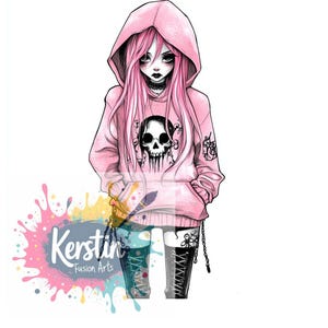 cute Gothic Girl, PNG File, 300DPI, GothicGirl, Emo,
