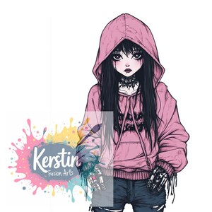 cute Gothic Girl, PNG File, 300DPI, GothicGirl, Emo,