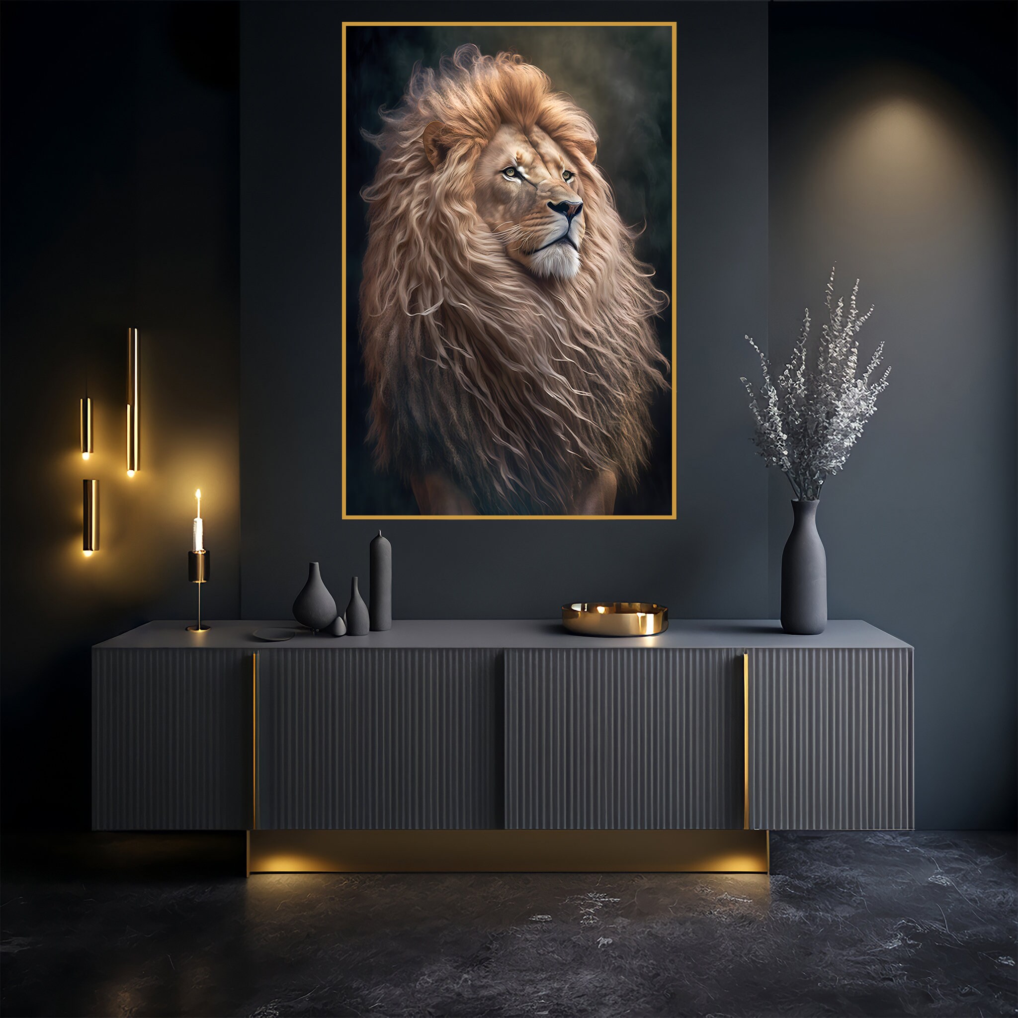 Lion Canvas Animal Art Lion Canvas Print Art Home Room Etsy