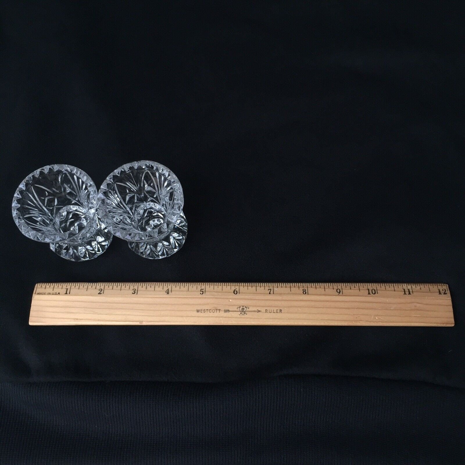 Crystal Glass Votive Candle Holders Small Round Clear Cut Glass Vintage