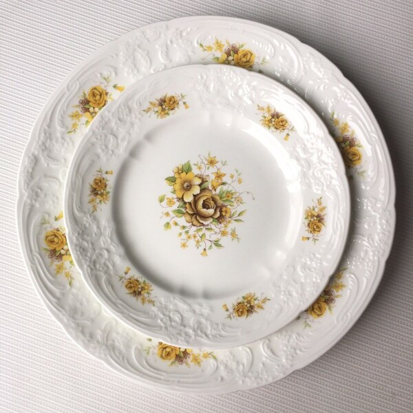 Yellow Floral Plates Etsy