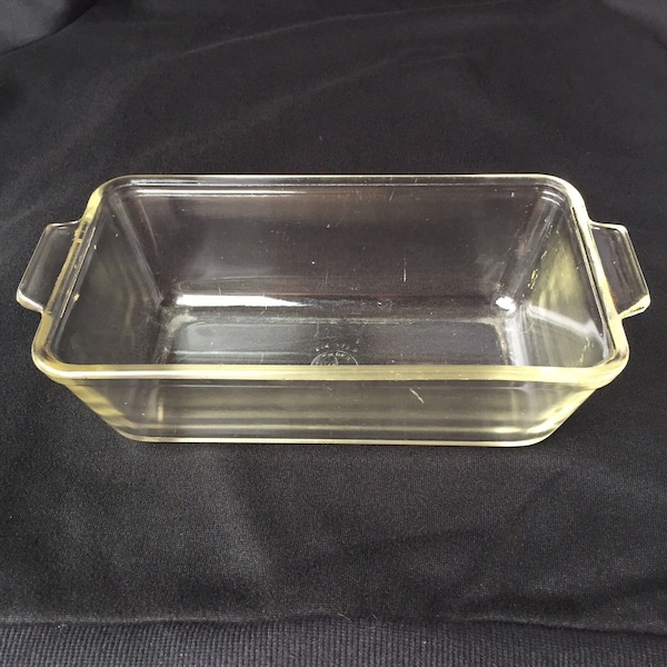 Vintage PYREX Clear #593-B Small Loaf Bread Meat Pan Baking Dish Handles USA