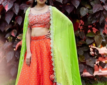 Ontwerper lehenga choli voor vrouwen, Haldi lehenga, navratri chaniya choli gestikt, lengha klaar om bruids te dragen, ghagra choli voor navratri