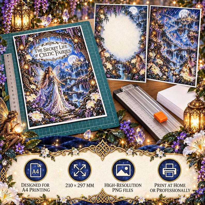 Kit de diario de hadas celtas, 63 páginas imprimibles tamaño A4, diario de fantasía encantada (descarga digital) imagen 10