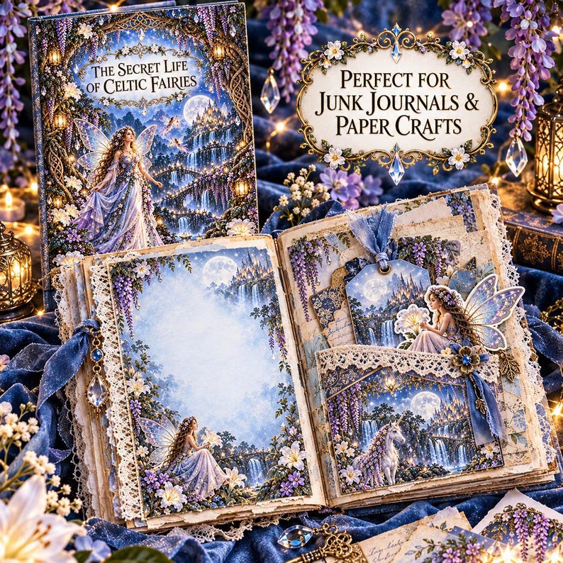 Kit de diario de hadas celtas, 63 páginas imprimibles tamaño A4, diario de fantasía encantada (descarga digital) imagen 9