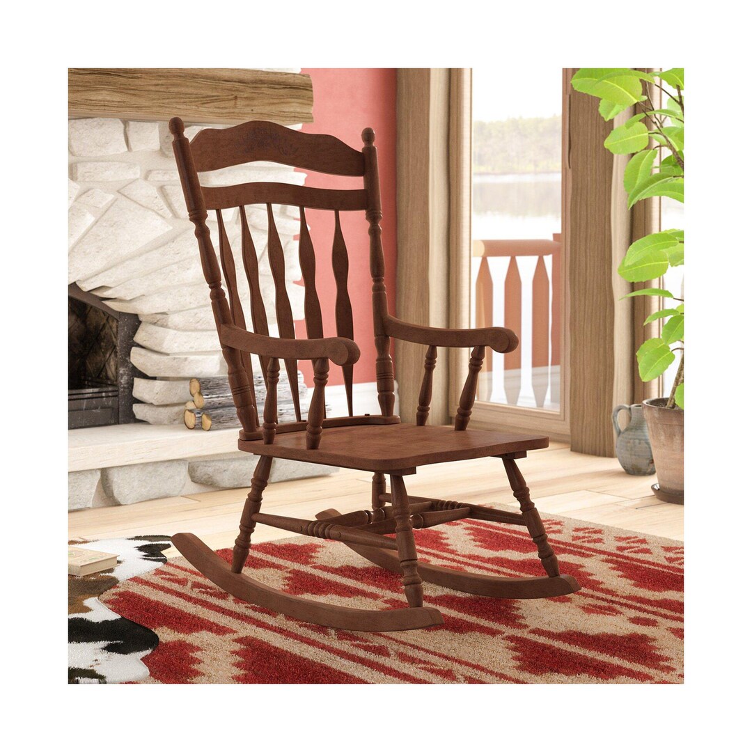 Vintage Large Wood Rocking Chair Outdoor Wood Porch Rocking Etsy