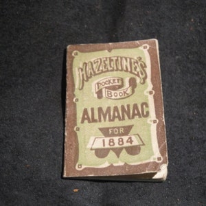 Rzadki antyk, kieszonkowy almanach Hazeltine&#39;a z 1884 r., seria szósta, stan bardzo dobry.