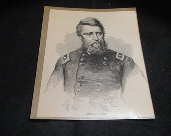 Rare Antique ca. 1866 Jefferson C. Davis (Civil War) Engraving/Portrait.VG Cond.