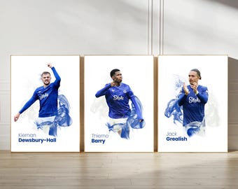 3 Everton Football Posters – Smoke - A4 or A3 Glossy Prints – Everton Wall Art Discount Bundle – Football Gift for Fan