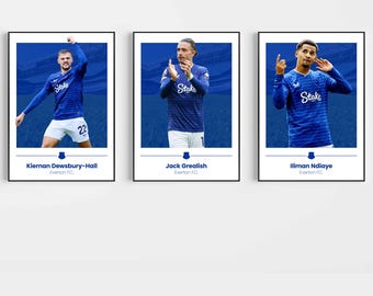 3 Everton Football Posters – Modern - A4 or A3 Glossy Prints – Everton Wall Art Discount Bundle – Football Gift for Fan