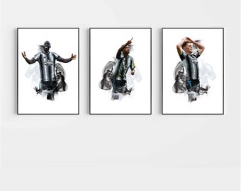 Newcastle Poster Prints, Football Wall Art, Choice of Listed Players, A4/A3, Single or Bundle of 3, Smoke Style