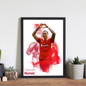 Darwin Nunez Football Poster – A4 or A3 Glossy Print –  Liverpool Player Wall Art – Football Gift – High Quality Print
