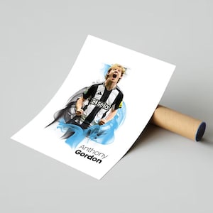 Anthony Gordon Football Poster – A4 or A3 Glossy Print –  Newcastle Player Wall Art – Football Gift – High Quality Print