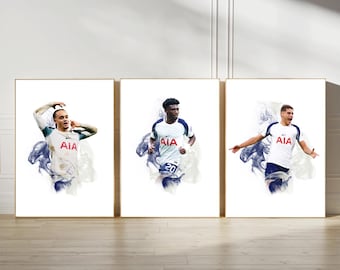 3 Tottenham Hotspur Football Posters – Smoke - A4 or A3 Glossy Prints – Tottenham Hotspur Wall Art Discount Bundle – Football Gift for Fan