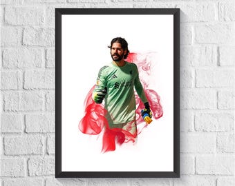 Alisson Becker Football Poster – Smoke - A4 or A3 Glossy Print –  Liverpool Player Wall Art – Football Gift – High Quality Print
