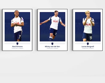 3 Tottenham Hotspur Football Posters – modern - A4 or A3 Glossy Prints – Tottenham Hotspur Wall Art Discount Bundle – Football Gift for Fan