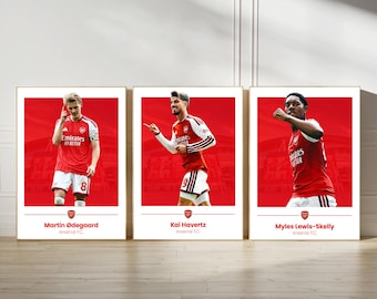 Arsenal Poster Prints, Football Wall Art, Choice of Listed Players, A4/A3, Single or Bundle of 3, Contemporary Style
