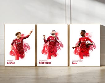 Liverpool Poster Prints, Football Wall Art, Choice of Listed Players, A4/A3, Single or Bundle of 3, Smoke Style