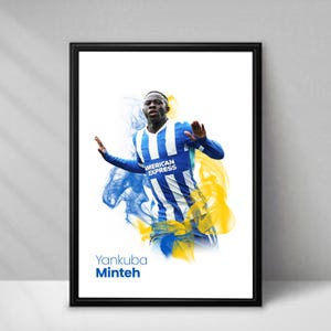 Yankuba Minteh - Football Poster – Smoke - A4 or A3 Glossy Print – Brighton Player Wall Art – Football Gift – High Quality Print