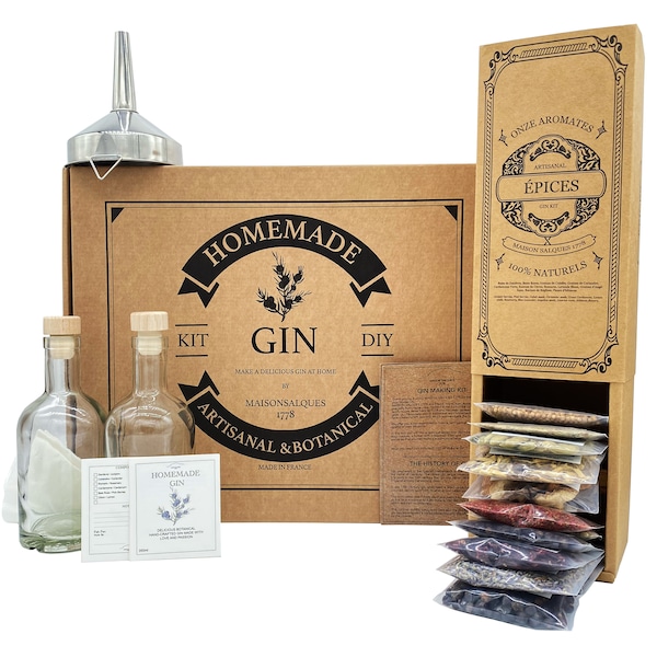 Kit Infusion D'alcool Pour Fabrication De Gin | pour Gin tonic et cocktails | coffret cadeau pour hommes et femmes | 11 épices | 14 pcs |DIY