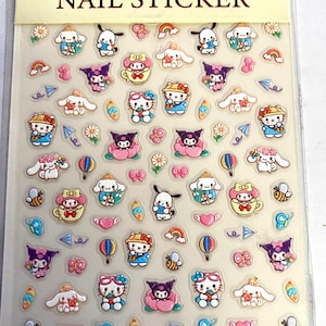 Set of 5D  Kitty Themed Nail Decals Nail Art Stickers