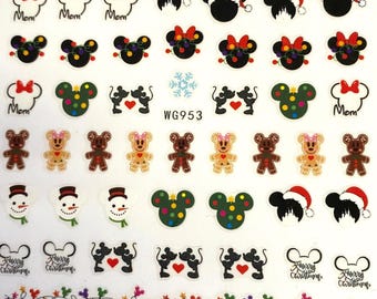 Set of 3D Themed Christmas Nail Decals Mouse Themed Nail Art Stickers