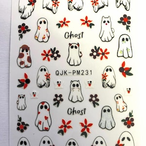 3D Halloween Nail Sticker Nail Decal, Ghost themed Nail Art Stickers, DIY Nails