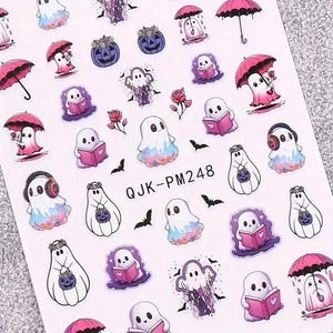 3D Halloween Nail Sticker Nail Decal, Ghost themed Nail Art Stickers, DIY Nails