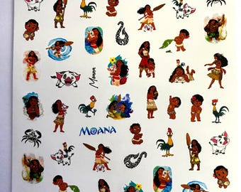 Set of Princess Themed Water Slide Nail Art Stickers Character Moana Nail decals