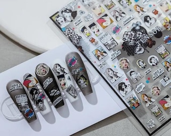 5D Comic Nail Art Stickers: Cartoon Themed Decals for Nails