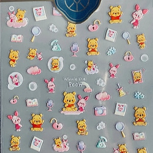 Set of 5D Embossed Character Nail Decals Bear Nail Art Stickers