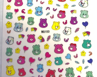 Set of 3D Nail Decals Character Bears  Themed Care Bear nail Stickers Nail Art Stickers