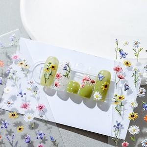 Set of 5D Flower Nail Decals Nail Art Stickers