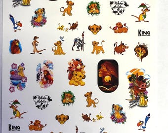 Set of Nail Decals Lion Water Slide Nail Art Stickers