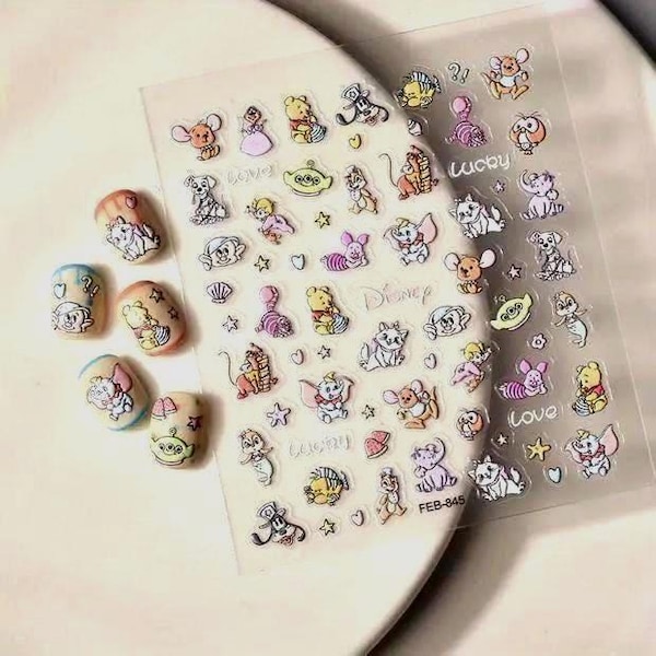 Set of 5D  Mouse Nail Decals Character Themed  Nail Art Stickers