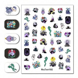 Set of Villain Water Nail Art Stickers mermaid themed Nail Decals