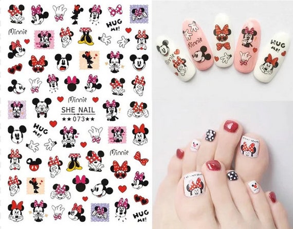 SALE Set of 3D Nail Decals Mickey & Minnie Disney Themed Nail Art Stickers  