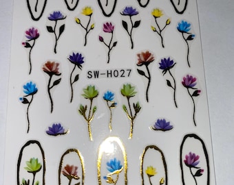 Set of 3D Flower Nail Decals Nail Art Stickers
