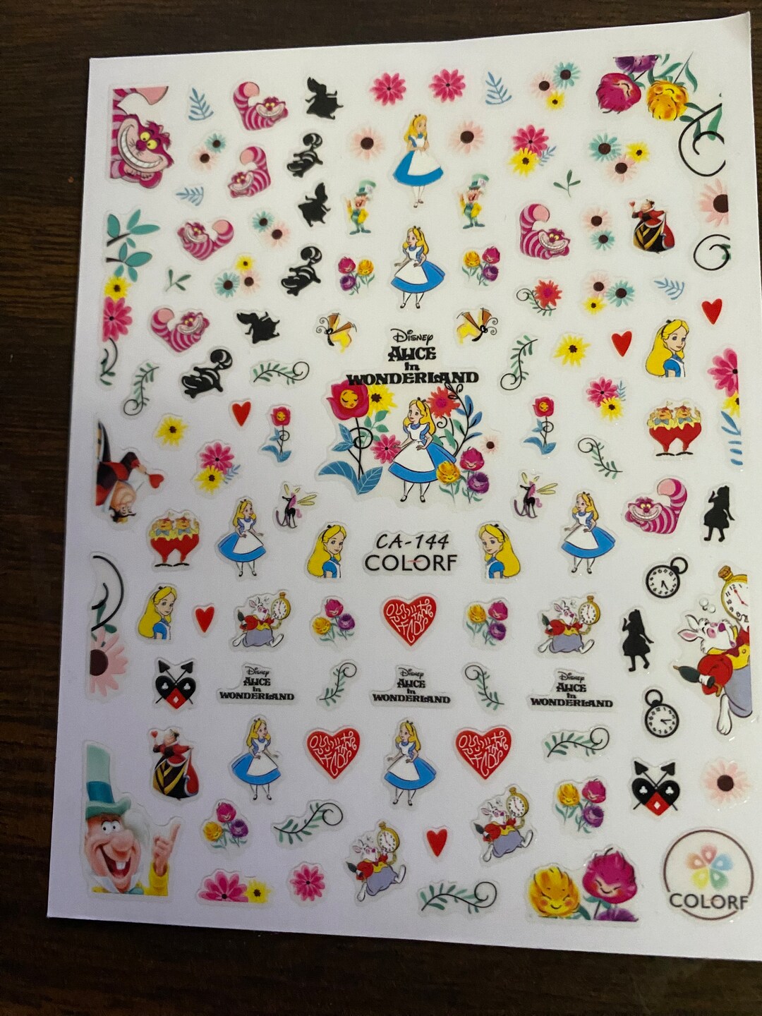 Set of 3D Nail Decals Disney Alice in Wonderland Inspired Nail Art