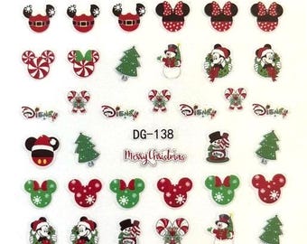 Set of 3D  Christmas Nail Decals Mouse Themed Christmas Nail Art Stickers