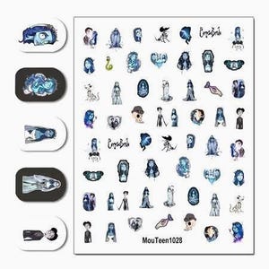 Set of  Nail Water Slide Decals Halloween Corpse Bride Themed Nail Art Stickers