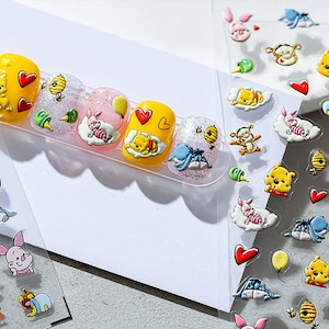 Set of 5D Embossed Bear Character Nail Decals  Nail Art Stickers