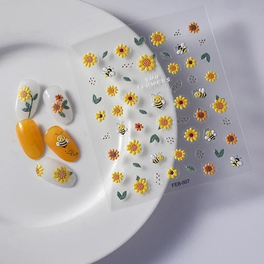 Set of 5D Flower Nail Decals Nail Art Stickers - Etsy