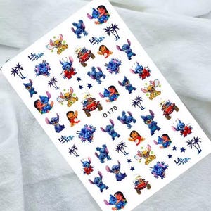 Set of 3D Nail Decals Character Stitch themed Nail Art Stickers