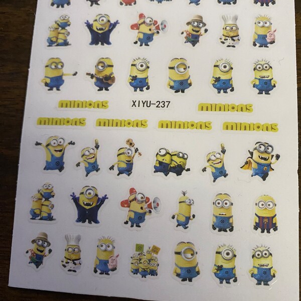 Set Of 3D Nail Decals Minion Themed Nail Art Stickers